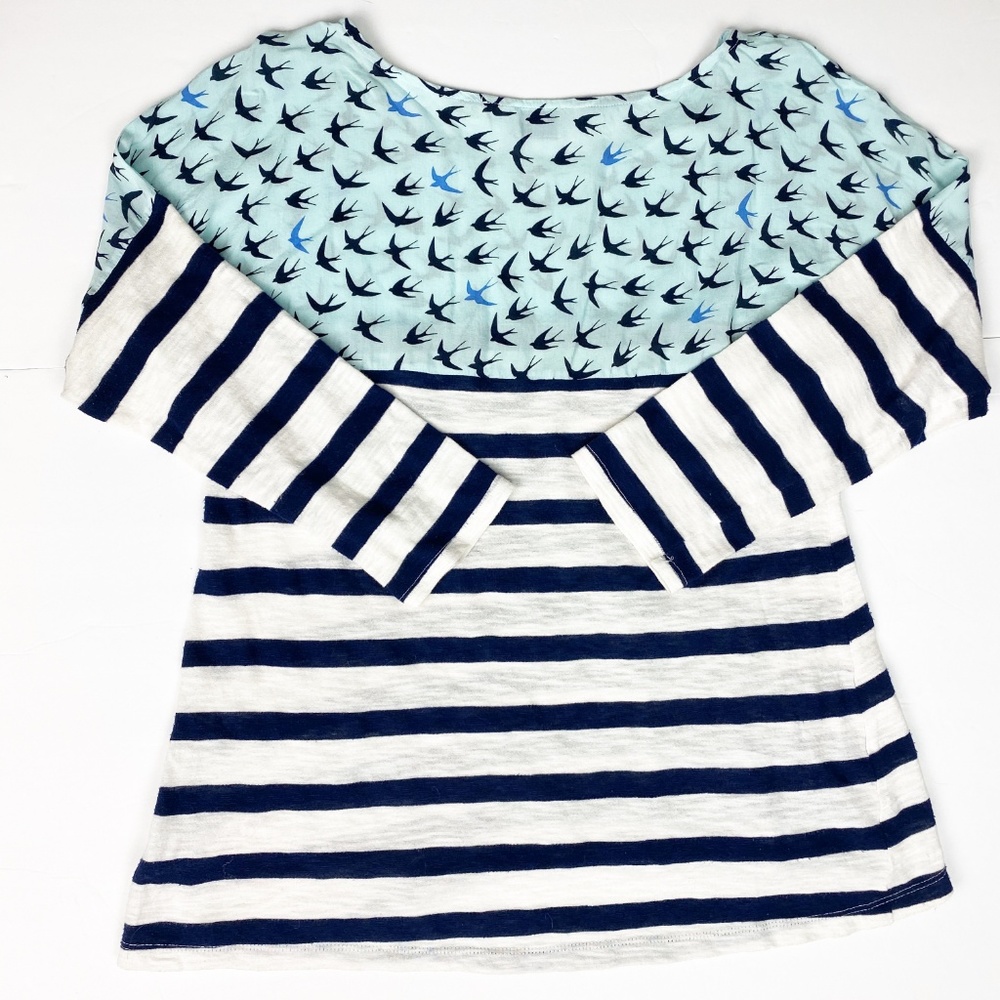 Anthropology Postage Stamp 3/4 Sleeve Shirt  M - Picture 3 of 4
